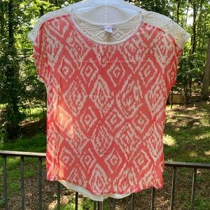 Claudia Richard Pink Cap Sleeve Boxy Blouse sheer sz S